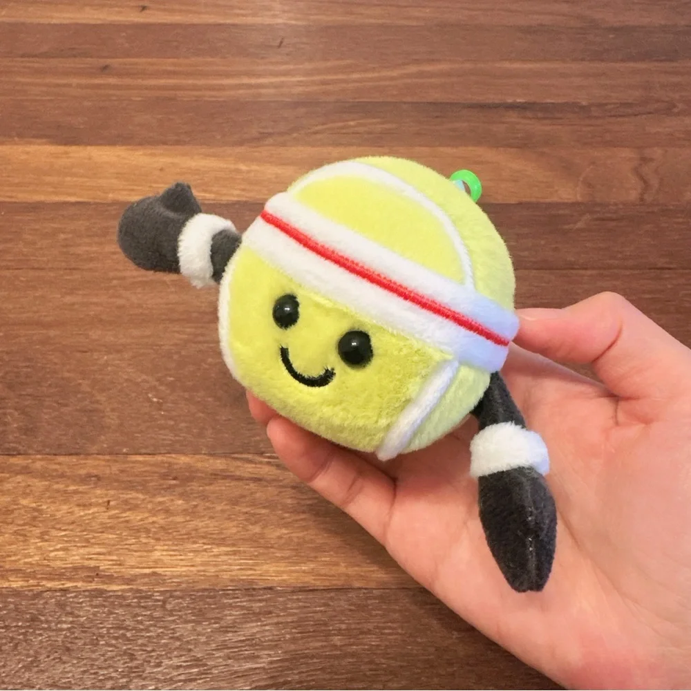 Tennis Ball Plush Keychain with Headband Cute Sport Bag Charm Gift New